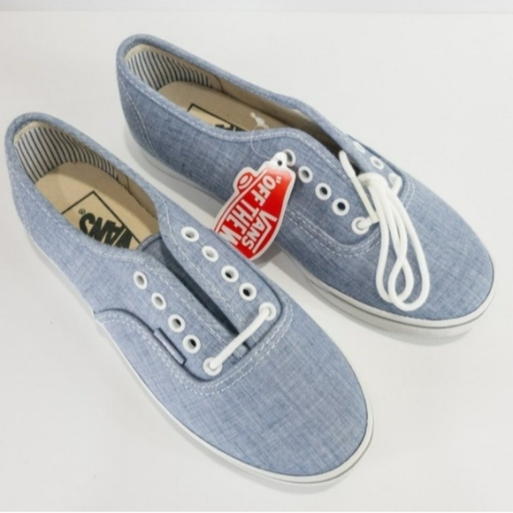 Vans Unisex Authentic Lo Pro Chambray Blue True White Sneaker - Picture 4 of 5
